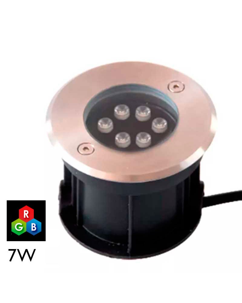 Luminaria de empotrar RGB sumergible 10cm de diámetro IP68 LED 7W 12V