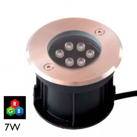 Luminaria de empotrar RGB sumergible 10cm de diámetro IP68 LED 7W 12V