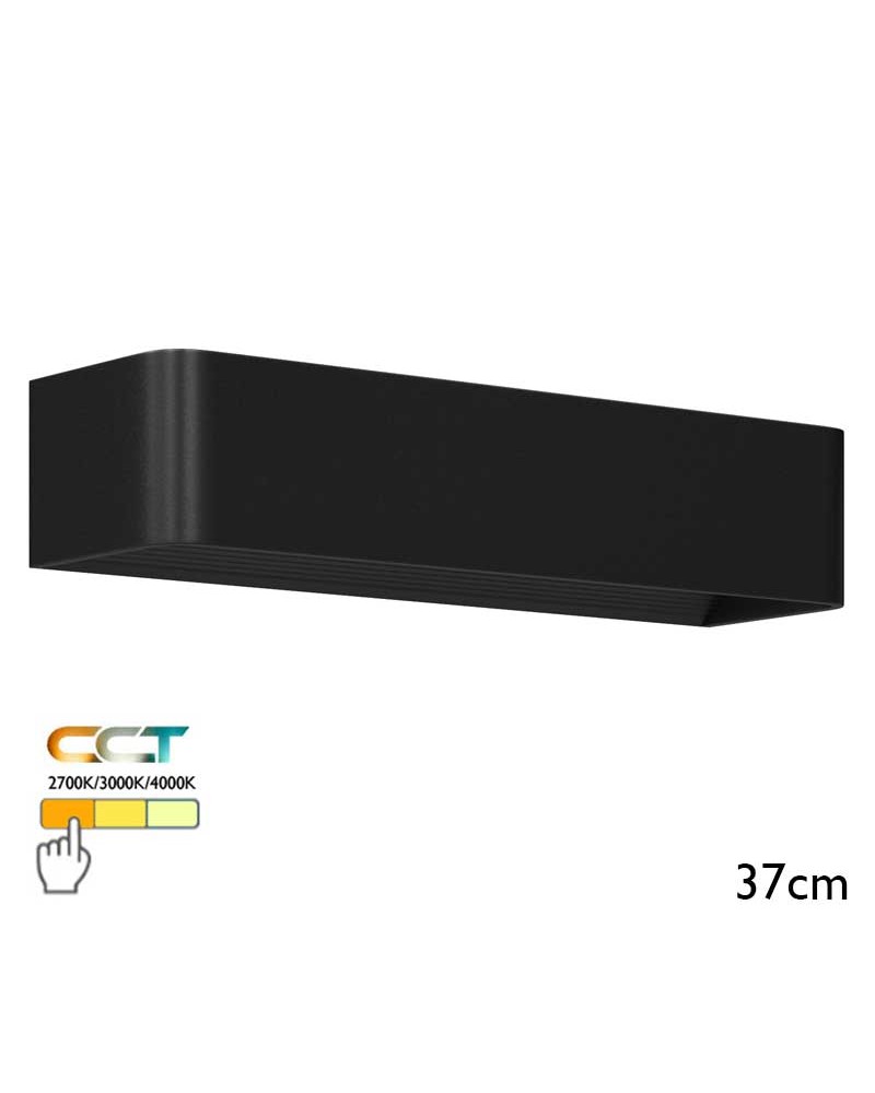 Wall light 37cm aluminum black finish LED 12W CCT Switch 2700K/3000K/4000K