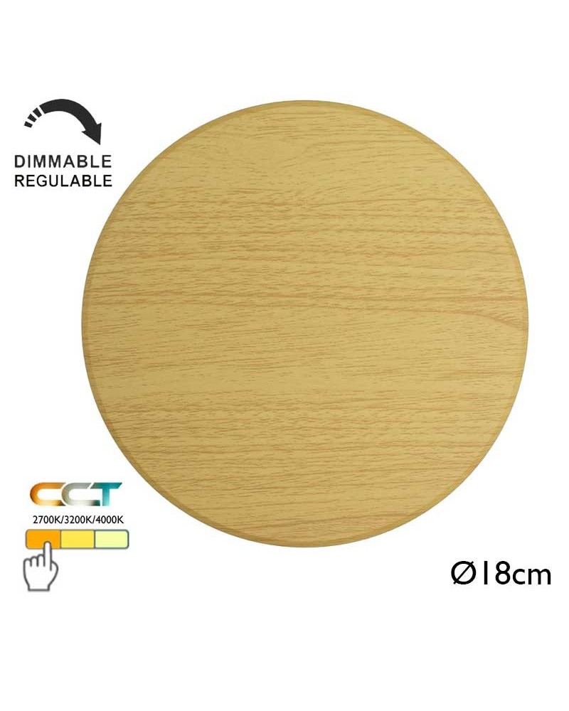 Outdoor wall light 18cm aluminum and PC wood finish LED 15W CCT Switch 2700K/3200K/4000K Dimmable