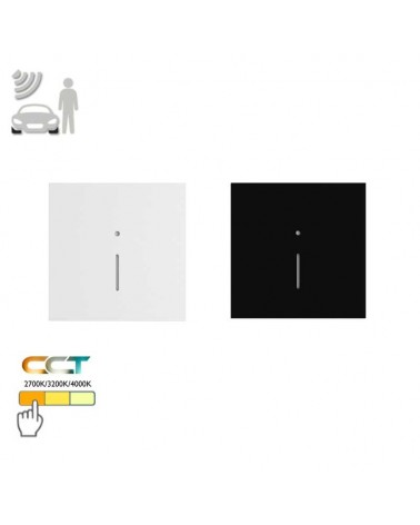 White-black square sign 8.6cm aluminum LED 1.5W CCT Switch 2700K/3200K/4000K Motion Sensor