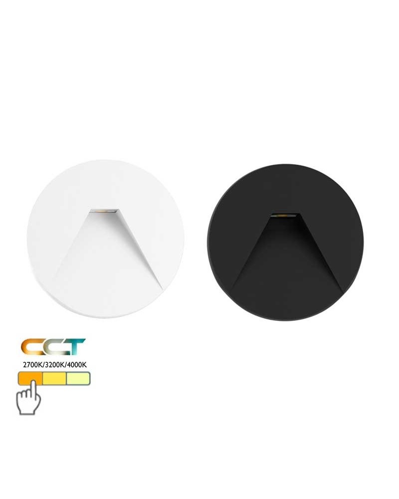Señalizador redondo blanco-negro 8,5cm aluminio LED 3W CCT Switch 2700K/3200K/4000K