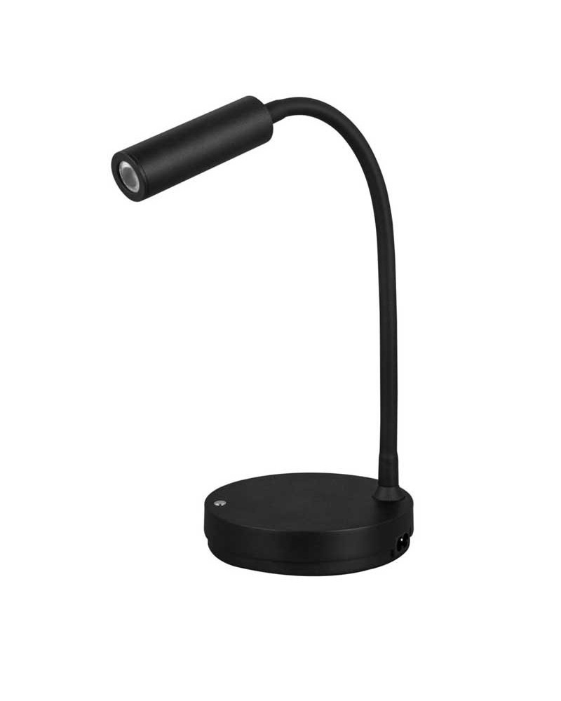Flexo 42,5cm aluminio y PC acabado negro LED 5W 175Lm 2700K carga inalámbrica para móvil