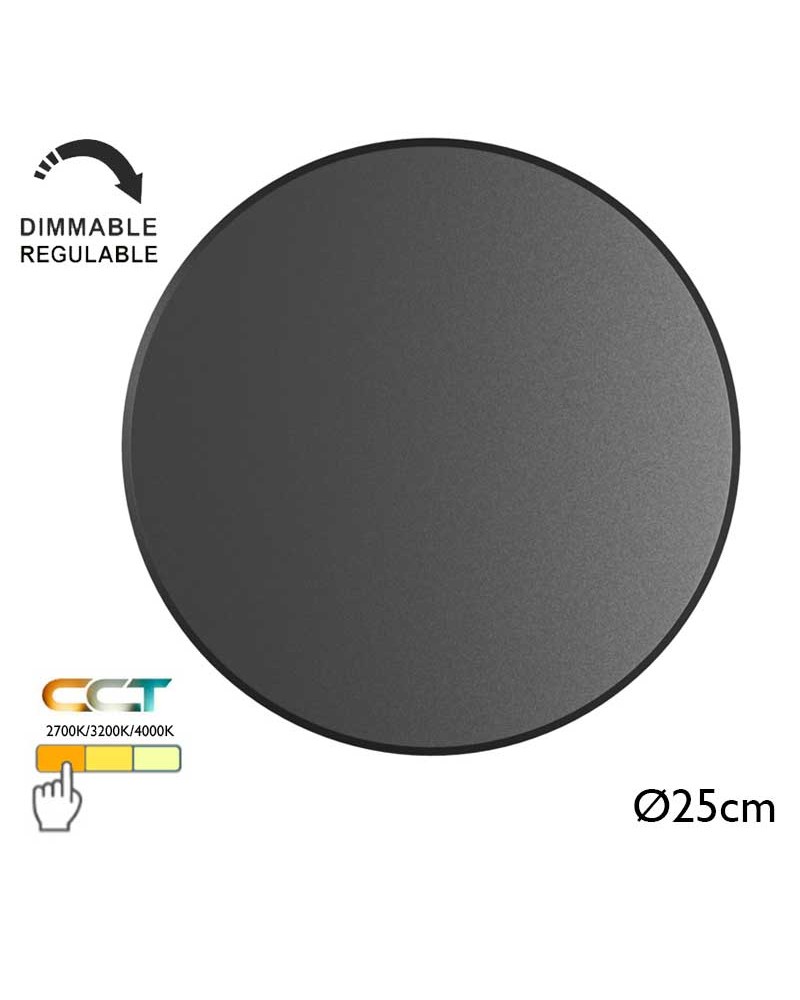 Aplique pared de exterior 25cm de aluminio y PC LED 20W CCT Switch 2700K/3200K/4000K Regulable
