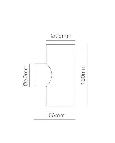 Wall light 16cm cylindrical aluminum top and bottom light GU10