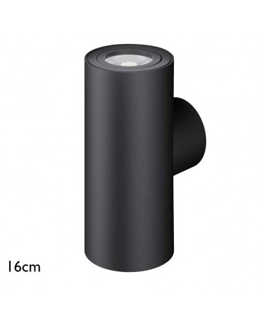 Wall light 16cm cylindrical aluminum top and bottom light GU10