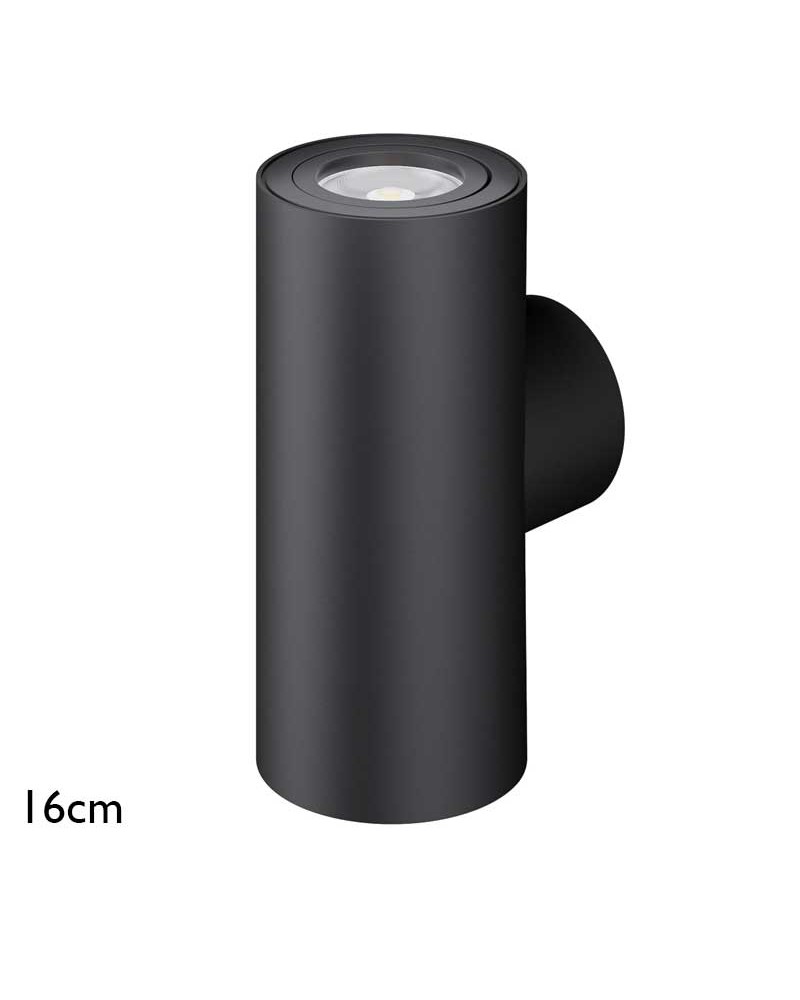 Wall light 16cm cylindrical aluminum top and bottom light GU10