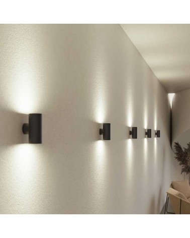 Wall light 16cm cylindrical aluminum top and bottom light GU10