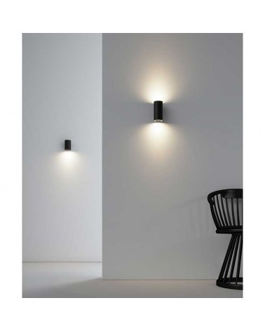 Wall light 16cm cylindrical aluminum top and bottom light GU10