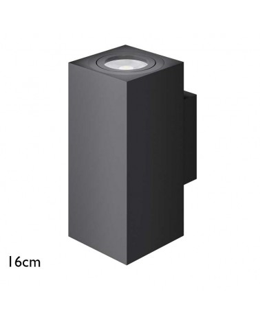 Aplique de pared 16cm cubico aluminio luz superior e inferior GU10