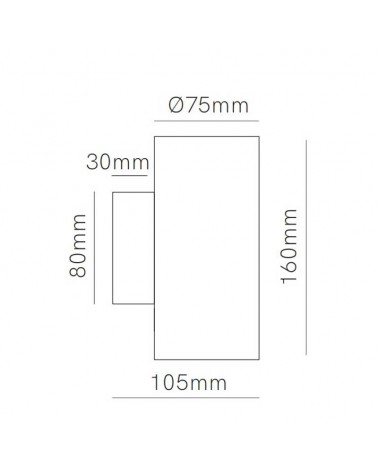 Aplique de pared 16cm cubico aluminio luz superior e inferior GU10