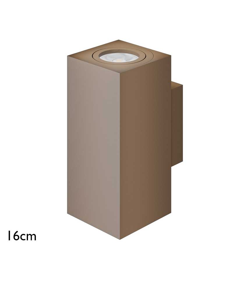 Aplique de pared 16cm cubico aluminio luz superior e inferior GU10