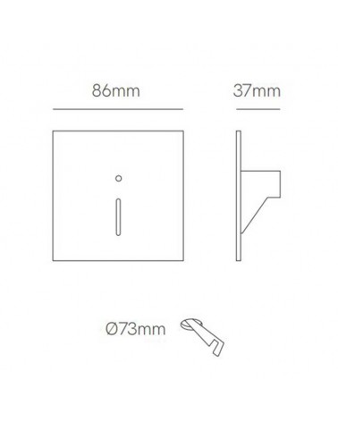 Señalizador cuadrado blanco-negro 8,6cm aluminio LED 1,5W CCT Switch 2700K/3200K/4000K Sensor movimiento
