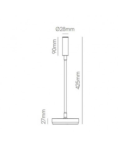 Flexo 42.5cm aluminum and PC black finish LED 5W 175Lm 2700K wireless charging for mobile