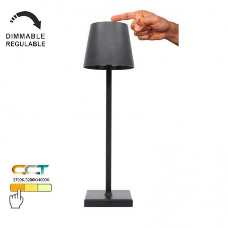 Portable outdoor table lamp IP54 LED 3.5W 38cm aluminum with battery with touch control dimmable CCT Switch
