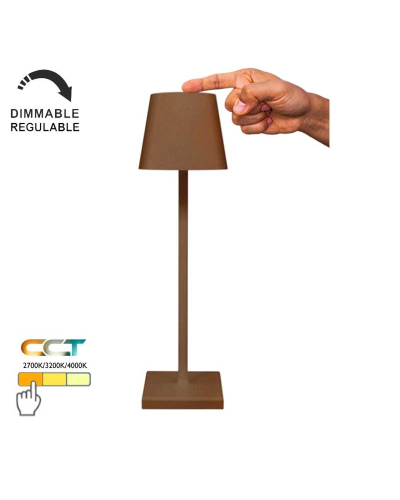 Portable outdoor table lamp IP54 LED 3.5W 38cm aluminum with battery with touch control dimmable CCT Switch
