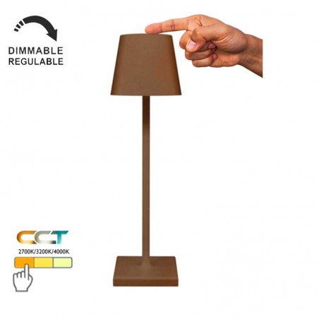 Portable outdoor table lamp IP54 LED 3.5W 38cm aluminum with battery with touch control dimmable CCT Switch