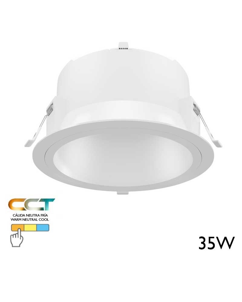 LED downlight ring 35W round white polycarbonate recessed 25cm CCT Switch 3000K/4000K/5000K IP40