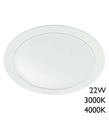 Downlight LED 22W redondo policarbonato blanco empotrable 23cm IP40