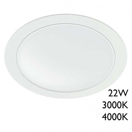LED downlight 22W round white polycarbonate recessed 23cm IP40