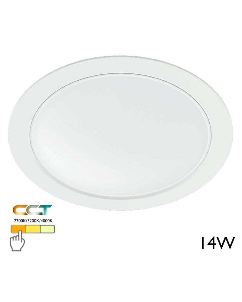Downlight LED 14W redondo policarbonato blanco empotrable 15cm CCT Switch 2700K/3200K/4000K IP40