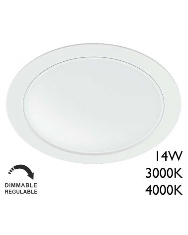 LED downlight 14W round white polycarbonate recessed 15cm IP40 Dimmable