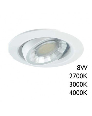 Empotrable downlight LED 8W redondo policarbonato blanco orientable 9cm IP44 Regulable