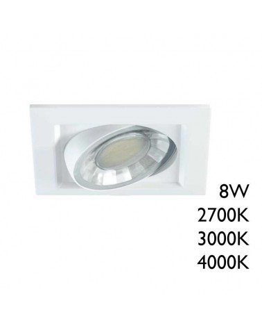 Empotrable downlight LED 8W cuadrado policarbonato blanco orientable 9cm IP44 Regulable