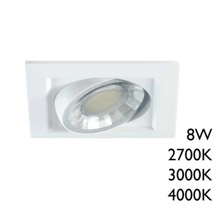 Recessed LED downlight 8W square white polycarbonate adjustable 9cm IP44 Dimmable