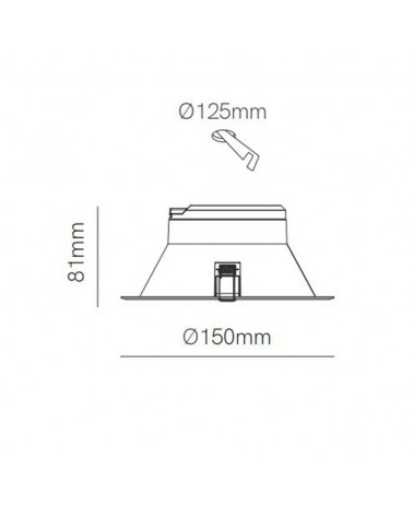 Aro downlight LED 15W redondo policarbonato negro empotrable 15cm CCT Switch 3000K/4000K/5000K IP40