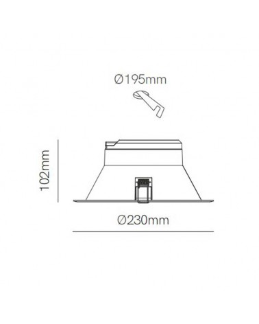 LED downlight ring 25W round black polycarbonate recessed 23cm CCT Switch 3000K/4000K/5000K IP40