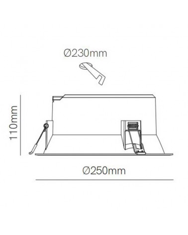 Aro downlight LED 35W redondo policarbonato blanco empotrable 25cm CCT Switch 3000K/4000K/5000K IP40