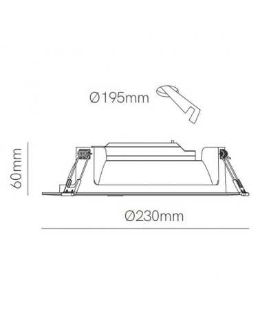 LED Downlight 22W round white polycarbonate recessed 23cm CCT Switch 2700K/3200K/4000K IP40