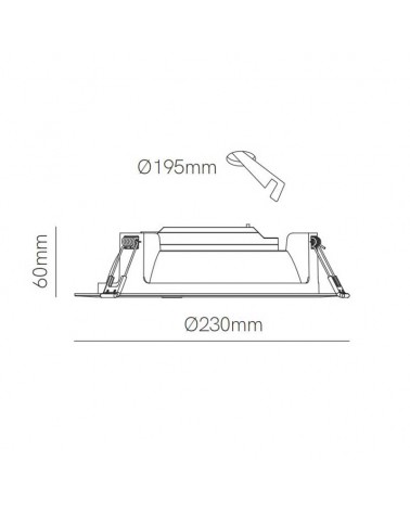 LED downlight 22W round white polycarbonate recessed 23cm IP40