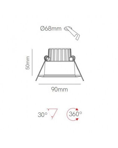 Recessed LED downlight 8W round white polycarbonate adjustable 9cm IP44 Dimmable