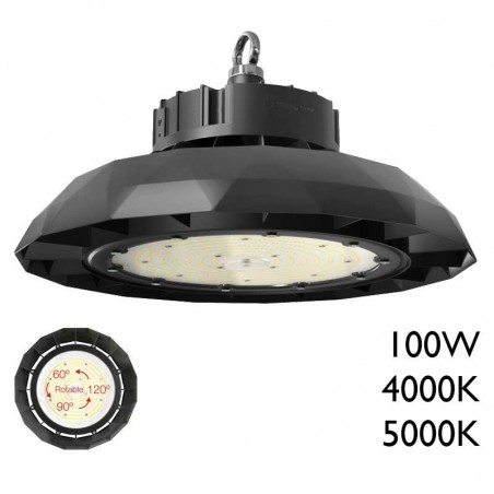 Campana industrial UFO 34cm Alta Eficiencia LED 100W de aluminio IP65