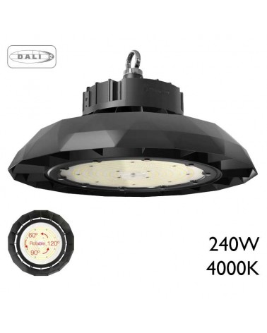 Campana industrial UFO 44,1cm Alta Eficiencia LED 240W de aluminio IP65 regulador DALI