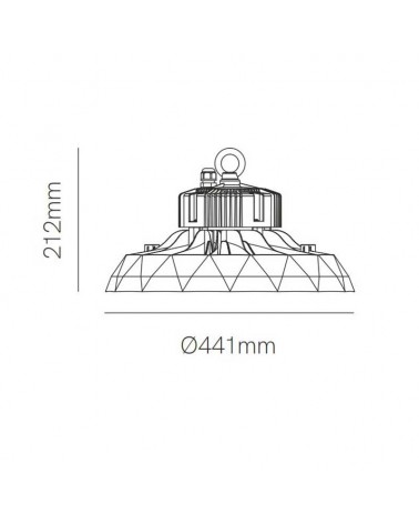 Campana industrial UFO 44,1cm Alta Eficiencia LED 240W de aluminio IP65 regulador DALI
