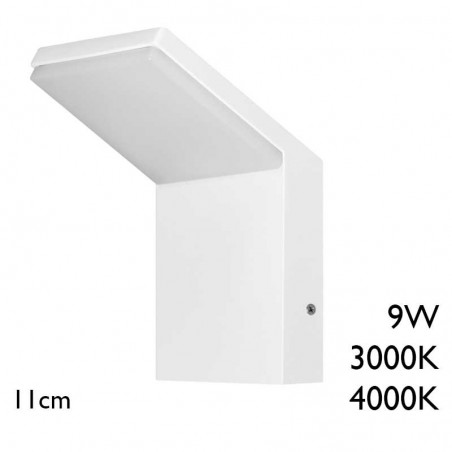 Aplique pared de exterior 11cm de aluminio acabado blanco LED 9W