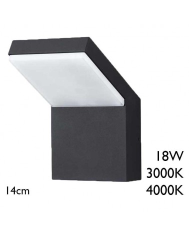 Aplique pared de exterior 14cm de aluminio acabado negro LED 18W