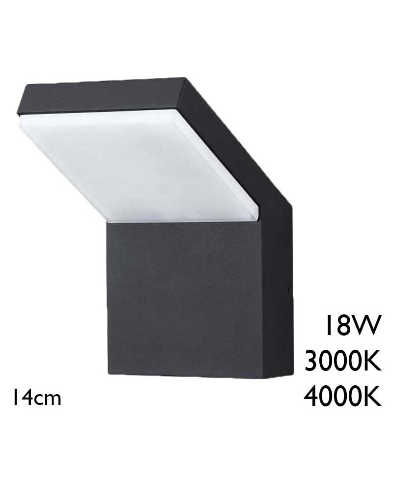 Outdoor wall light 14cm black finish aluminum LED 18W