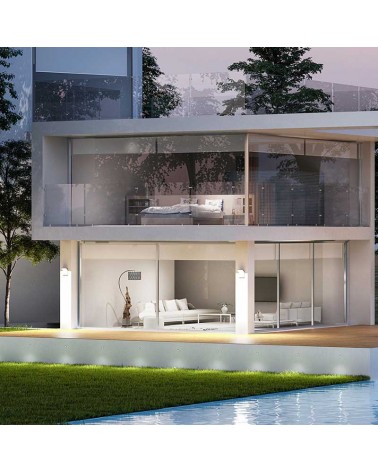 Aplique pared de exterior 14cm de aluminio acabado blanco LED 18W