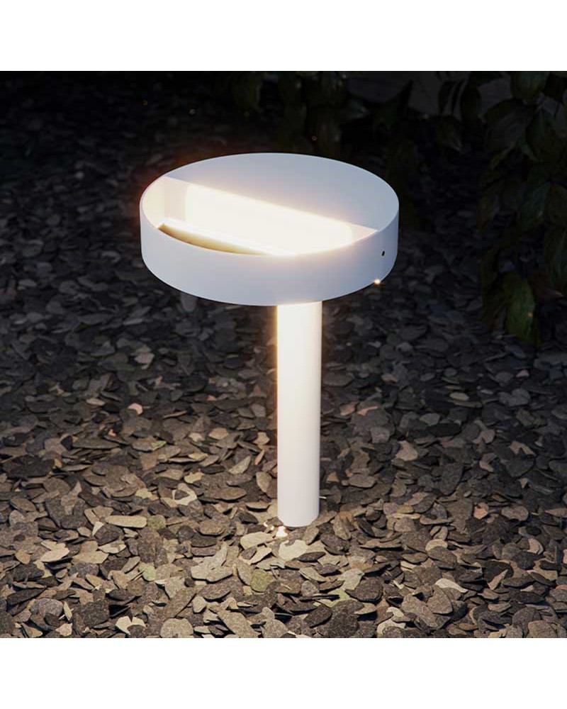 LED outdoor beacon 30cm aluminum white finish 8W CCT Switch 3000K/4000K/5000K