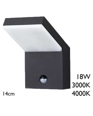 Outdoor wall light 14cm black finish aluminum LED 18W MOTION SENSOR