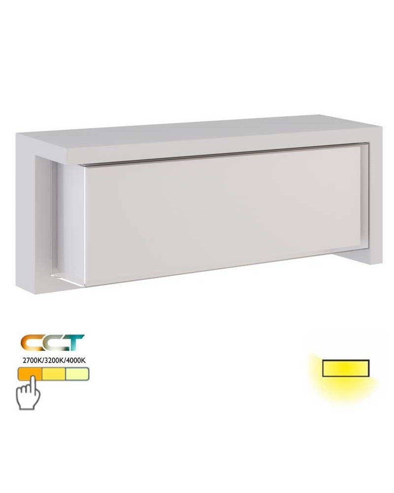 Rectangular outdoor wall light 32cm LED 24W polycarbonate IP65 CCT Switch 2700K/3200K/4000K