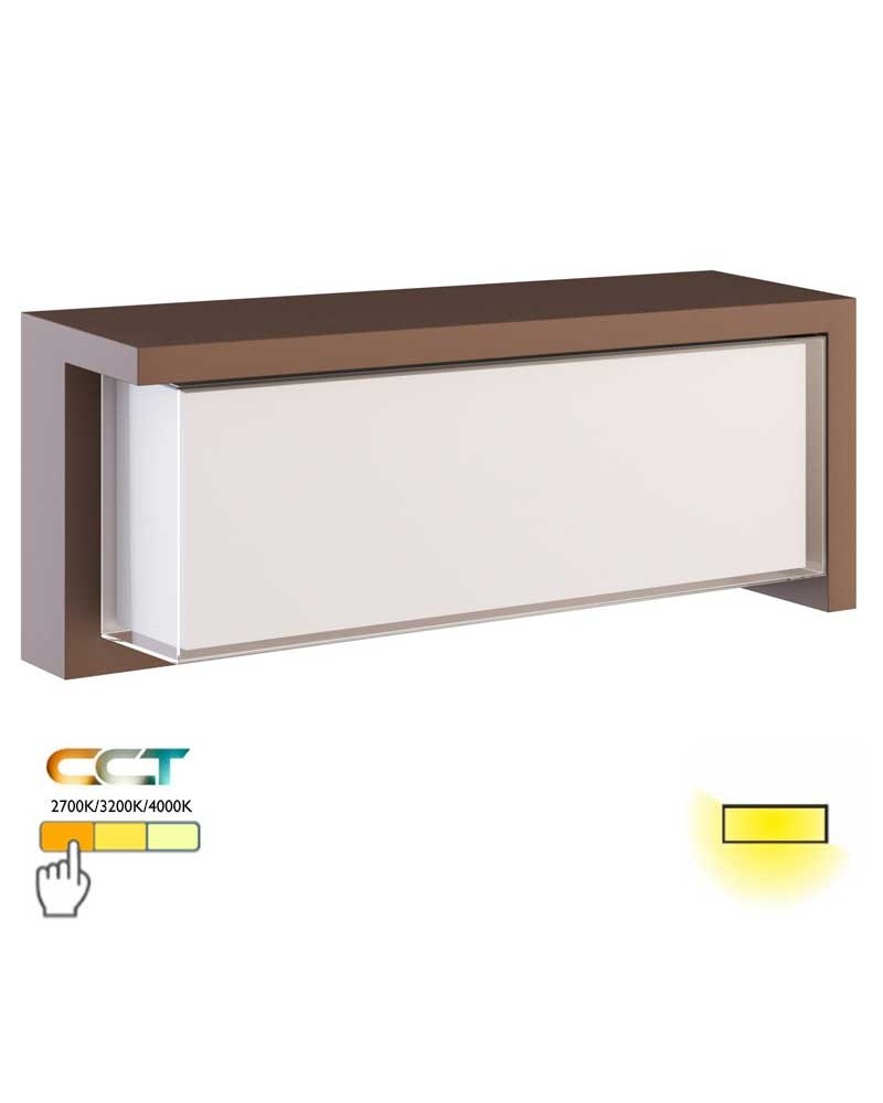 Rectangular outdoor wall light 32cm LED 24W polycarbonate IP65 CCT Switch 2700K/3200K/4000K