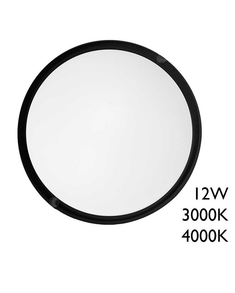 Bañador pared 15,7cm de policarbonato negro LED 12W IP65 apto para exteriores