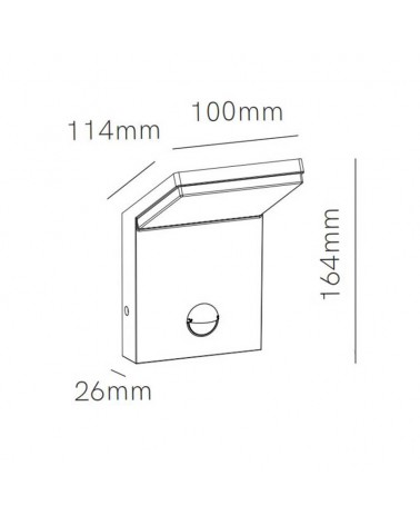 Aplique pared de exterior 11cm de aluminio acabado negro LED 9W SENSOR MOVIMIENTO