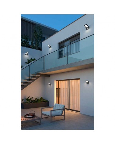 Aplique pared de exterior 11cm de aluminio acabado negro LED 9W SENSOR MOVIMIENTO