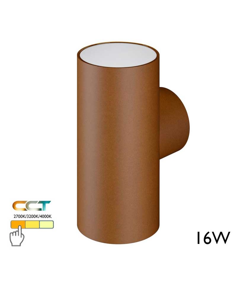 Cylindrical outdoor wall light 16cm Upper and lower LED light 16W polycarbonate IP65 CCT Switch 2700K/3200K/4000K